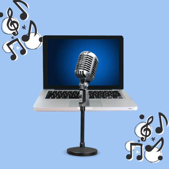 Microphone in front of laptop