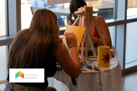 Student painting on a canvas.