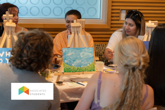 Students painting canvases