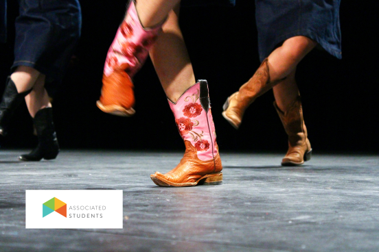 Line dancers wearing cowboy boots.