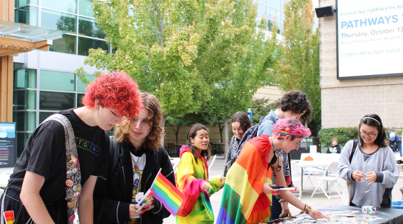 Students in Pride attire at ASP's Come out in Color