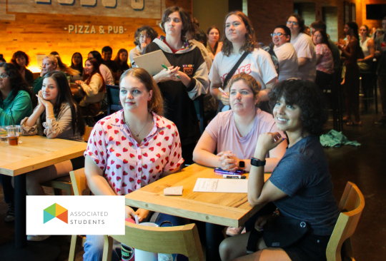 Student playing trivia in Lobo's pub.