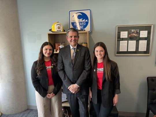 Cassandra Garcia and Taylor Frickman meeting with CA Assembly member Woods