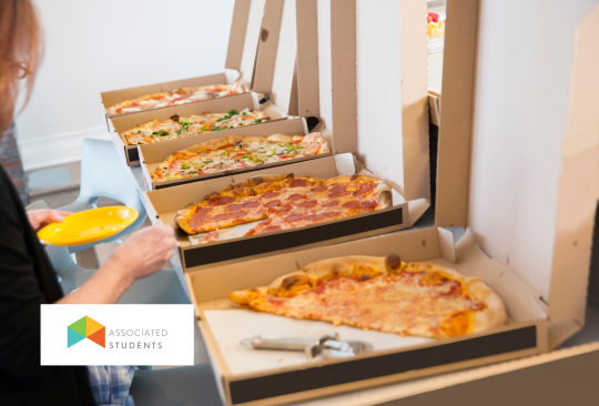 A row of pizza boxes buffet style.