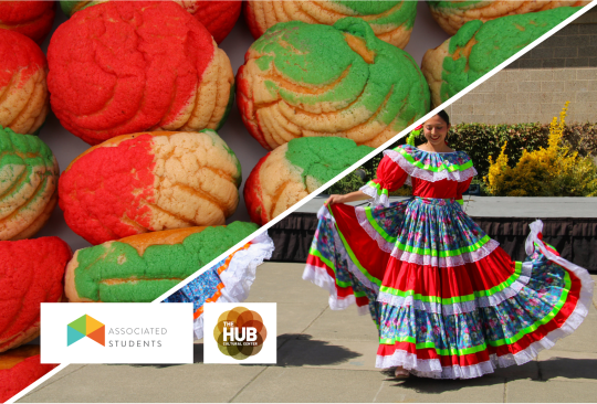 Image 1: Mexican Pan Dulce. Image 2: Folklorico Dancer