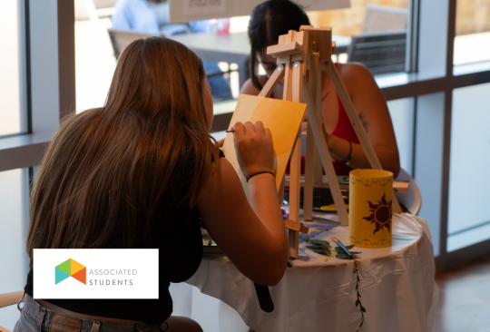 Student painting on a canvas.