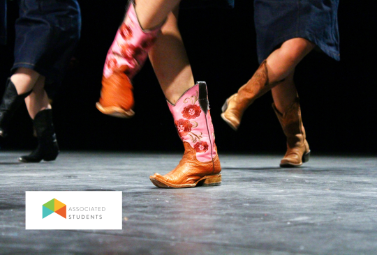 Line dancers wearing cowboy boots.