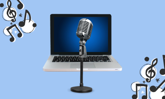 Microphone in front of laptop
