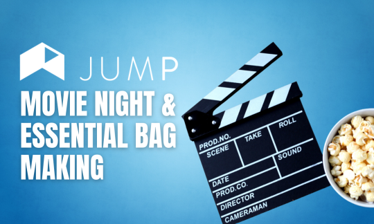 Clapperboard and popcorn.