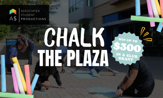 Students drawing with chalk in seawolf plaza.